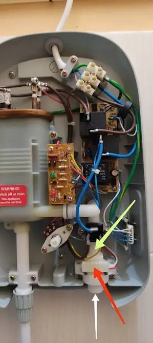Open electric water heater access panel showing internal wiring and diagnostic components in Harrisburg PA